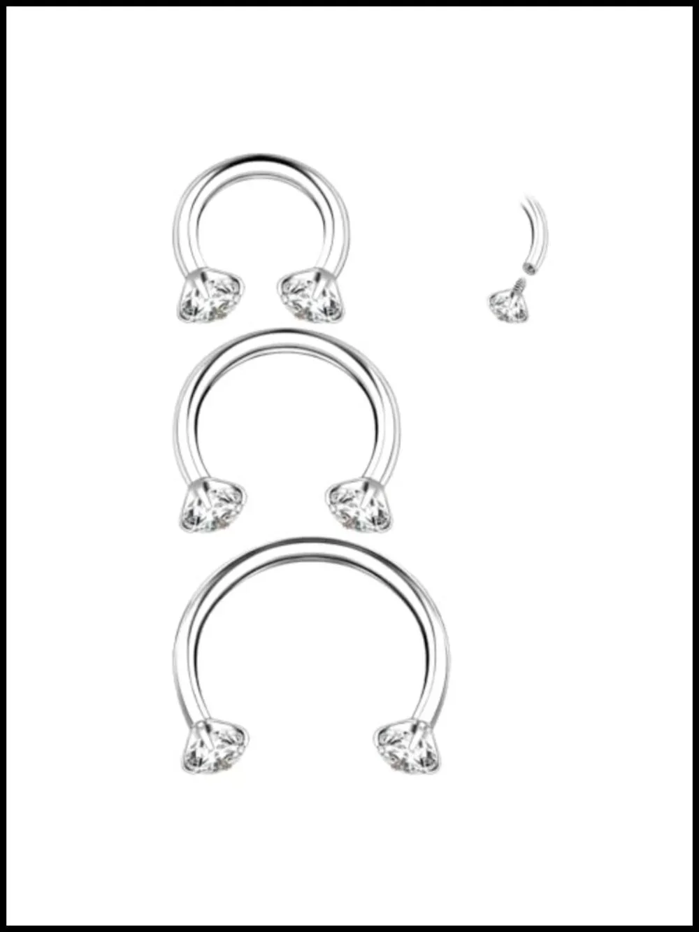 ASTM F136 Titanium Horseshoe Nose Ring 16G Internally Threaded CZ